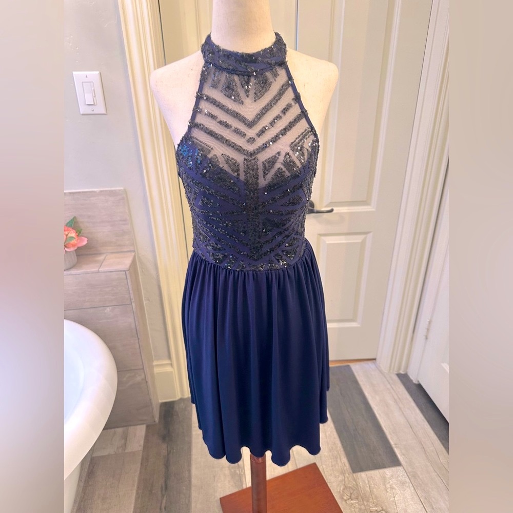 Speechless Blue & Black Sequin Sexy Dress for Special Occasions 5
